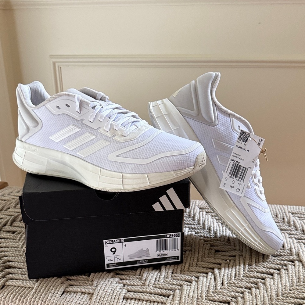 New Adidas Duramo 10 Women's Size 9 SL 2.0 White Sneaker Running Shoe HP2388